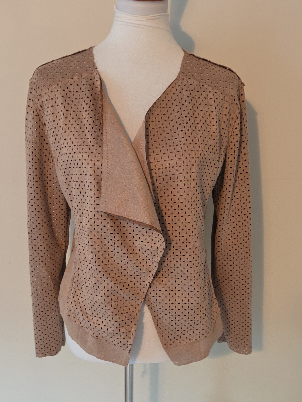 Forgotten Grace Tan Suede Perforated Jacket Brand New